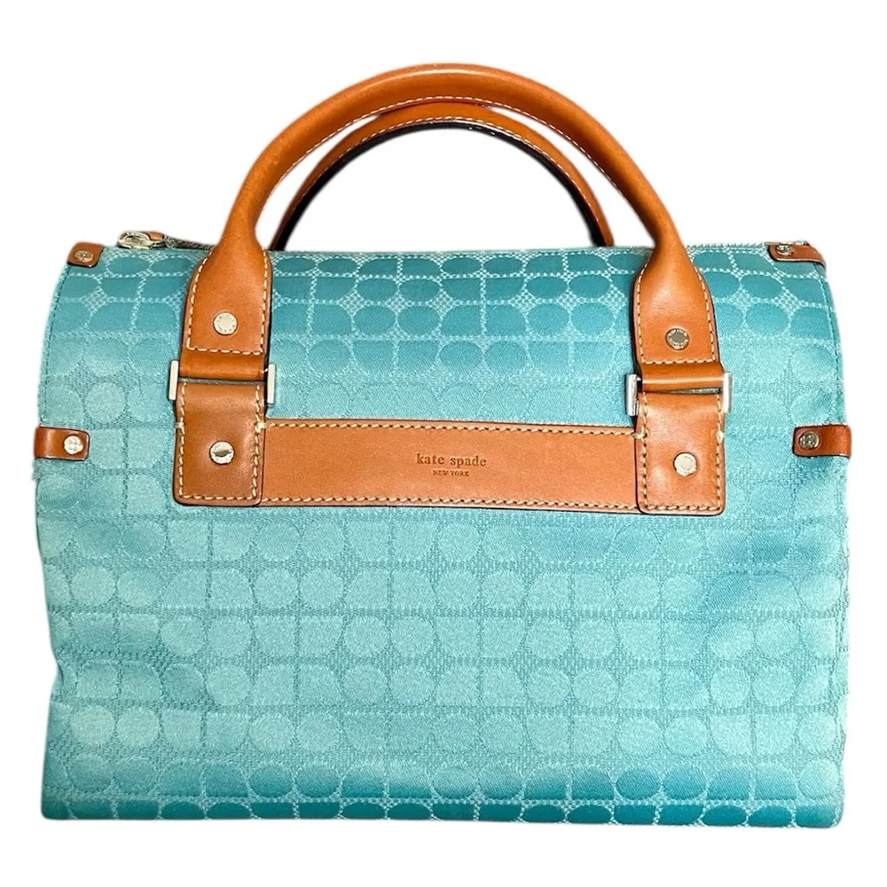 Kate Spade Vintage Blue Noel Dot Satchel w/ Leather Handles, Accents & Base